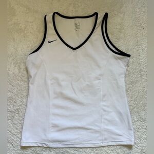 Nike Women's White and Black Trim Tank Top